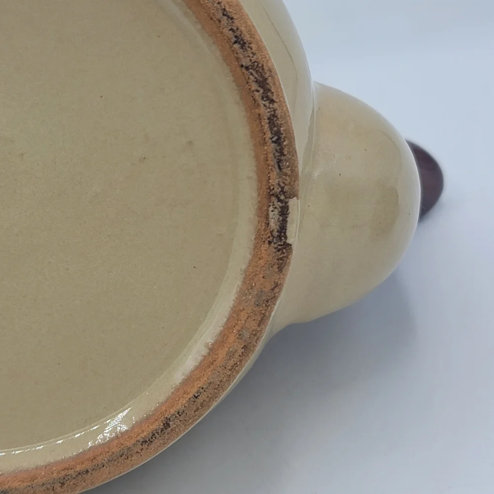 Brown Drip Glaze Round Stoneware Teapot Lid Retro Kitchen Rustic 70s Vintage